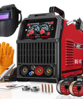 4 In 1 Welder For MIG TIG MMA And Flux Core Welding With Dual Voltage 110V And 220V Portable Synergy IGBT Inverter Gas Or Gasless Operation Includes Welding Helmet And Gloves For Home Shop Projects