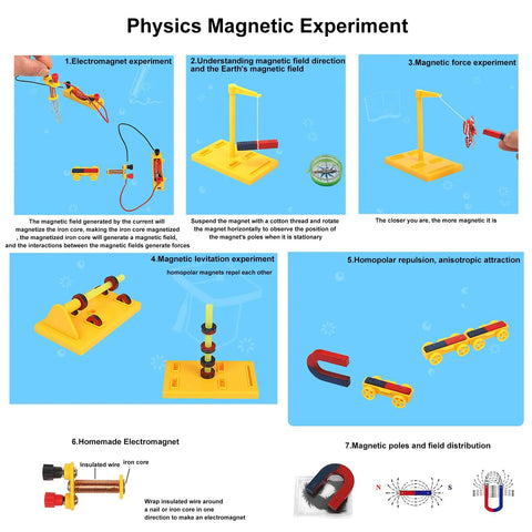 Magnet Kit for Physics Experiments 38 Piece Lab Set With Electromagnet Horseshoe Bar And Ring Magnets classroom activity