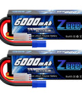11.1V 6000mAh 80C 3S LiPo Battery Pack With EC5 Connector in a Hard Case, Beefy Dual Pack For RC Cars Trucks Boats
