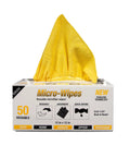 Eurow 50-pack yellow 200GSM microfiber cleaning cloths in a dispenser box, 12x12in