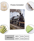 Steam Locomotive Train Wall Art Canvas Print For Bedroom Office Bathroom Living Room Hallway Lightweight Framed Poster Available In 8x10 And 16x20 Inches With Vibrant Colors And Textured Look.