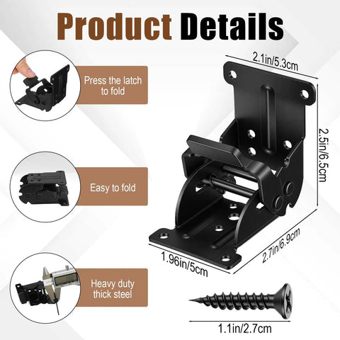 Heavy Duty Locking Hinges For Folding Tables And Furniture Fixtures Delivers Top Shelf Stability With dimensions showing easy fold features.