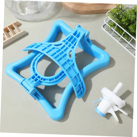 Blue plastic part of Heavy Duty Water Jug Holder With Height Adjustable Mobile Dispenser Stand On Wheels for home and office.