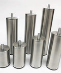 Stainless Steel Furniture Legs Set Of 4 For Bed Sofas Cabinets And Tables Round Glass Feet silver finish, varied heights
