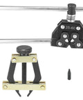 All In One Roller Chain Tools Kit For 25 To 60 Chain Sizes Detacher Breaker Cutter Puller Holder And Connector For Bicycle Motorcycle Go Kart And ATV Chains Carbon Steel Black Finish, showing detailed tool view