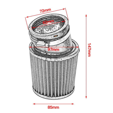 Dope 62mm Air Filter Fit For Predator 212cc 196cc Hemi And Six And Half HP GX160 GX200 Clone Engines with dimensions shown