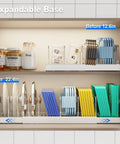 Expandable Two Pack Under Cabinet Pots And Pans Organizer With 9 Adjustable Dividers And Dual Purpose Lid Rack expanded view