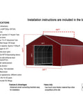 Installation specifications for Heavy Duty Steel Garage 46 By 25 Feet With 15 Foot Walls And Reinforced Roof Tough As Nails Metal Outbuilding.
