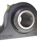 Two-bolt pillow block bearing, 1-3/4 in Type-E, dark cast housing with Timken inner race visible