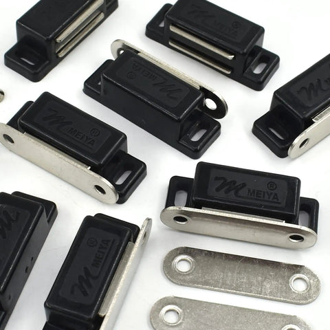 Heavy Duty Magnetic Cabinet Door Catches Pack Of 12 With Mounting Screws, Fifteen Pound Hold Per Magnet, Black Finish