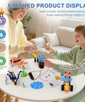 Hands-On Robot Building Kit for Kids Ages 6 to 13, Cool STEM Toys and Science Experiments, DIY projects on table with kids
