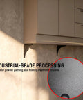 Beefy 1000-Pound Heavy Duty Shelf Brackets Set In Industrial Steel, Black, installed under cabinet with texture detail