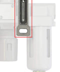 Heavy Duty Air Filter Regulator Combo With Three Quarters Inch NPT, Poly Bowl And Metal Guard, shown with mounting bracket