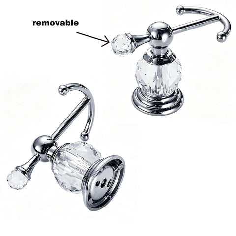 Heavy Duty Polished Chrome Crystal Wall Hook Top Shelf Bathroom Robe Hanger Straight Up Classy Silver Coat Rack Waterproof Design Works Wonders In Any Home Space with removable crystal detail.