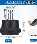 Heavy Duty Low Profile Bell Glides For Office Chairs Featuring Smooth Rolling Nylon Casters And Tight Metal Insert Base In Sleek Black measuring 50mm.