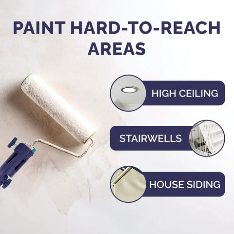 Multi Angle Paint Brush Extender Pole Kit With Rotating Head And Secure Grip For Reaching Ceilings High Walls And Corner Edges Fits Brushes Rollers And Scrapers Blue