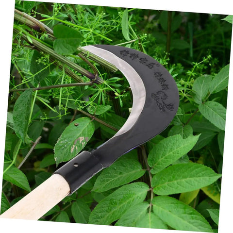 Long Handle Hand Scythe For Weed Removal And Grass Control Manganese Steel Weeding Tool with wood handle in garden use