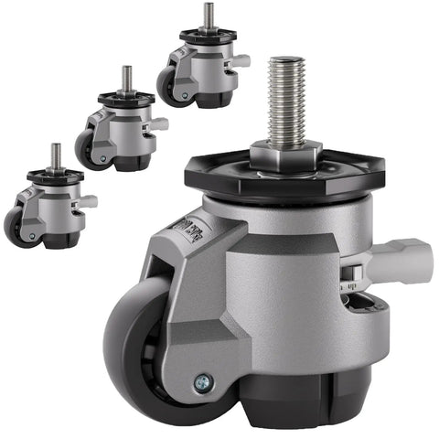 Beefy Heavy Duty Stem Leveling Casters Set Of 4 With 2200 Lb Load Capacity Adjustable Height Retractable Swivel Industrial Casters 2 Inch T60