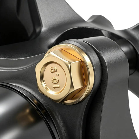 Front Right Steering Knuckle With Wheel Hub Assembly And Preinstalled Bearing For Ram ProMaster 1500 2500 3500 close up of detailed golden bolt.