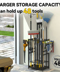 Heavy Duty Garden Tool Organizer Rack With 48 Long Handled Tool Slots And Side Hooks For Rakes Shovels Brooms And Other T Handle Tools Space Saving Steel Outdoor Yard Tool Holder For Garage Or Shed