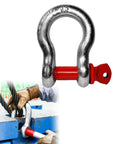 Heavy Duty Alloy Steel Bow Shackle D Ring WLL 55 Ton And Break Strength 220 Ton Large Tow Shackle with red pin in use