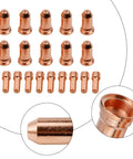 Plasma Cutter Consumables Kit With 1.2mm Electrodes And Nozzle Tips For Plasma Torch Welding Equipment Includes 10 Electrodes And 10 Tips Pro Grade For Heavy Duty Metal Cutting Compatible With 52556 And 51246, close-up of copper tips and electrodes