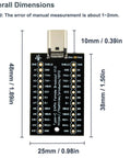 USB Type C Breakout Board With 24 Pin Male And Female Plugs Gold Plated PCB dimensions illustration