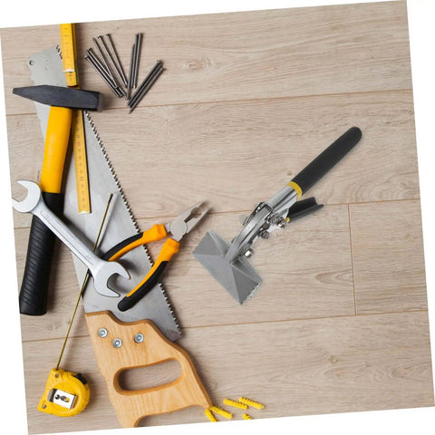 Tools laid out on wooden floor including Manual Metal Bender Pliers With Serrated Jaws Hand Seamer Tool For Sheet Metal Bending
