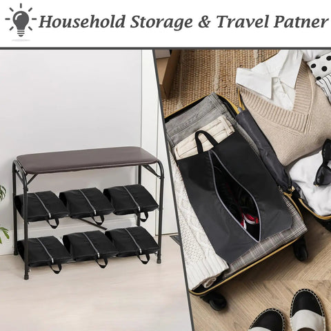 Must Have Travel Shoe Bags Set of 4 Large Waterproof Lightweight Organizers with Zipper for Men and Women in use for packing