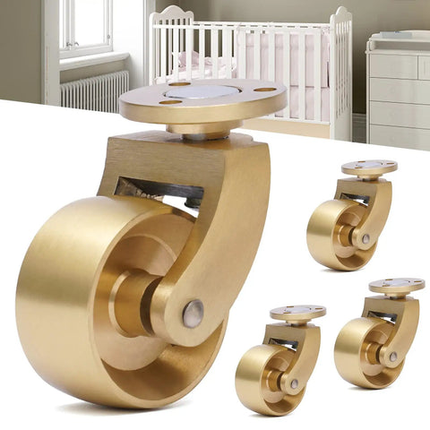 Brass Caster Wheels Set, 4 Pack Antique Ball Swivel Casters for Furniture with a nursery background