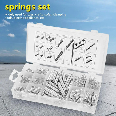 Vistreck 200pcs Heavy Duty Carbon Steel Compression And Extension Springs Assortment Kit In 20 Sizes With Organizer Box For Toys Crafts And Home Appliances Fix It Fast, open organizer box