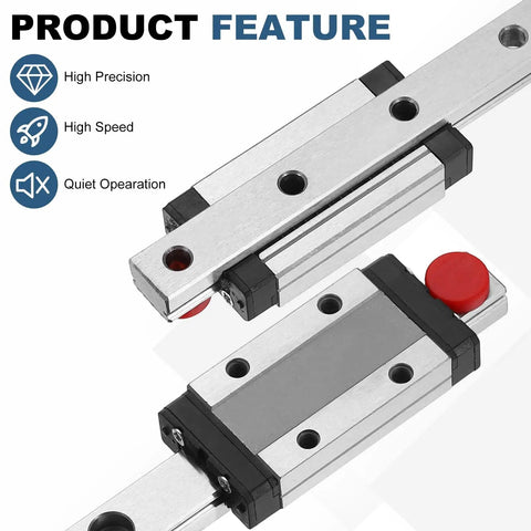 Ultra-Smooth Mgn9C 250mm Linear Sliding Rail Guide With Matching Carriage Block For CNC Routers Mini Engraving Machines 3D Printers And Diy Projects Including Hex Wrench Tool, showing rail and carriage block.