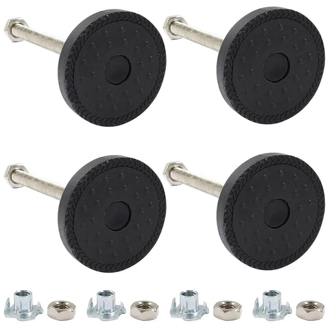Beefy 4 Pack Adjustable Leveling Feet With M8 Thread Heavy Duty Furniture Levelers For Chairs And Cabinets 5 Inch Height 100mm Length 50mm Base Nickel Plated Stabilizers For Uneven Floors