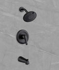 Matte Black Shower Trim Kit With Six-Spray Shower Head And Included Valve, Tub Spout, Arm, And Six-Inch Extra Large Head