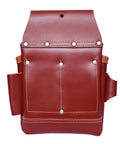 Oil Tanned Premium Heavy Duty Tool Belt With Padded Belt And 22 Pockets For Construction Carpenters Craftsmen And Electricians in maroon
