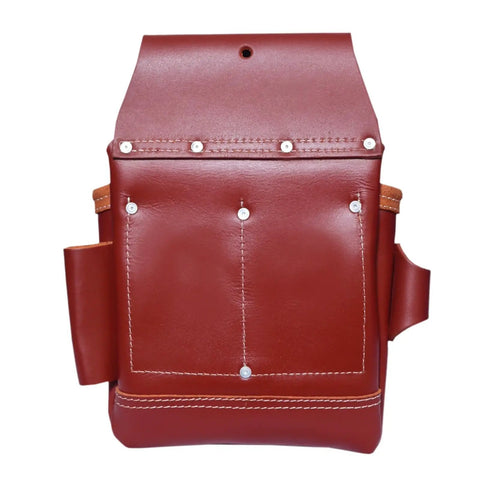 Oil Tanned Premium Heavy Duty Tool Belt With Padded Belt And 22 Pockets For Construction Carpenters Craftsmen And Electricians in maroon