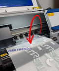 DTF Transfer Film Roll 24 Inch Wide 328 Feet Long for Direct To Film Printing Clear PET Sheets loaded in printer