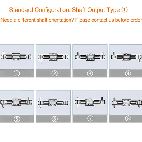 Diagram showing 8 configurations of 700mm belt drive linear actuator sliding table stage ready to roll for CNC and 3D printer builds DIY.