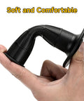 Close-up of black Seven Eighth Inch Mini Bike Throttle Handlebar Grips 22 Millimeter, flexible and soft, held in hand.