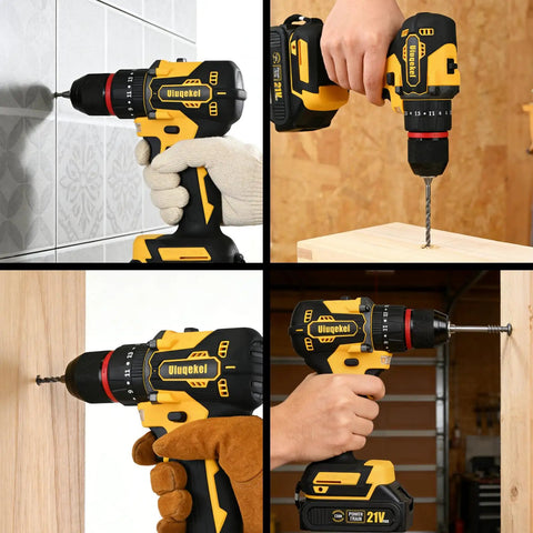 Beast Brushless Cordless Drill Driver Kit with 575 In Lbs Torque, used on tile, wood, and metal for DIY projects and home improvement.
