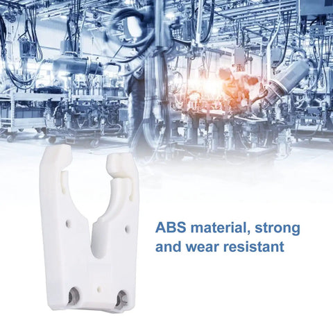 Heavy Duty Automatic Tool Holder Clamp For CNC Machines, white ABS material, durable design for shop floor use.