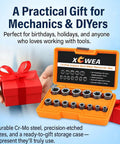 Professional 14 Piece Bolt Extractor Set For Removing Damaged And Rounded Off Bolts And Nuts With Three Eighths Inch Drive, Impact Grade Chrome Molybdenum Steel, Case Included, Beefy Heavy Duty Auto Shop Tools Fathers Day Gift visible in case