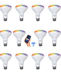 WiFi Smart BR30 LED Flood Light Bulb 12 Pack 9W 60W Equivalent Multicolor And White Dimmable Tunable Bulb For Your Smart Home