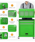Rolling Tool Chest With 8 Drawers And 2-In-1 Detachable Tool Chests Workhorse Portable Heavy-Duty Steel Cabinet With Lockable Wheels And Smooth Sliding Drawers Ideal For Garage Shop Or Warehouse Organization And Easy Transport, green steel drawers