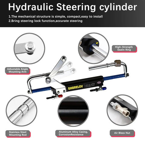 Hydraulic Steering Kit For Boats Up To 90HP With 24 Ft Hose System Pump And Cylinder No Helm Included, marine steering upgrade