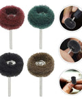 24 Piece Pro Grade Nylon Fiber Buffing Wheel Set With 3mm Shank Drill Polishing Discs For Metal Polishing Jewelry Buffing And Drill Attachment Polisher Pads Kit For Industrial Use, showing assorted buffing wheels and usage examples.