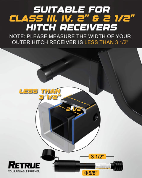 Trailer Hitch Lock Pin 5/8 Inch For 2 Inch And 2.5 Inch Receivers Weatherproof Lock For Class III IV Tow Hitches diagram