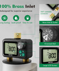 Remote Control Brass Sprinkler Timer For Outdoor Hose Faucet Two Zone System with large LCD screen and oversized dial.