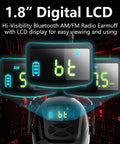 All In One Wireless Hearing Protection Headphones With Bluetooth 6.0 AM FM Radio Digital Display featuring 1.8 inch LCD.