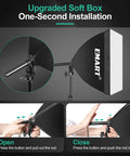 Softbox Photography Lighting Kit With 16x16 Pull Soft Box, setup instructions for easy installation with push and pull actions.